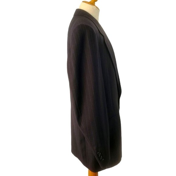 Vintage Ninno Cerutti Bullocks 2 Button Sport Coat Wool Blue Pin Stripe Mens 44R - Picture 8 of 12